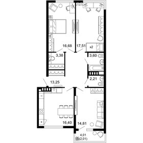 Квартира 89,9 м², 3-комнатная - изображение 1