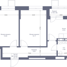 Квартира 55,3 м², 2-комнатная - изображение 2