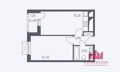 Квартира 38,1 м², 1-комнатные - изображение 1