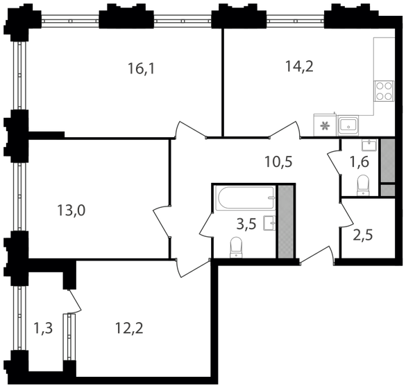 74,9 м², 3-комнатная квартира 22 357 650 ₽ - изображение 24