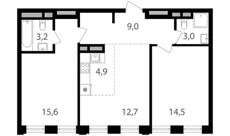 Квартира 62,9 м², 3-комнатная - изображение 1