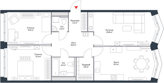 93,8 м², 3-комнатная квартира 49 070 624 ₽ - изображение 52