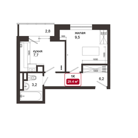 28,5 м², 1-комнатная квартира 7 749 850 ₽ - изображение 12