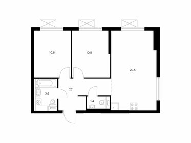 Квартира 54,3 м², 2-комнатная - изображение 1