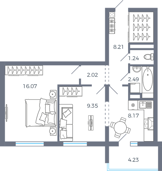 49,7 м², 2-комнатная квартира 5 151 914 ₽ - изображение 1