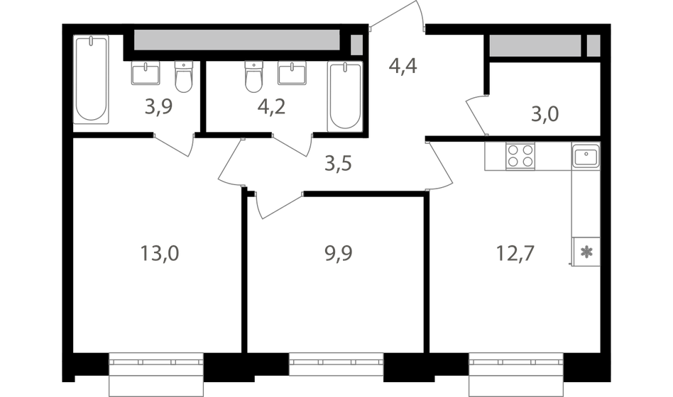 54,6 м², 2-комнатная квартира 19 022 640 ₽ - изображение 1