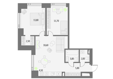 61,2 м², 2-комнатные апартаменты 26 000 000 ₽ - изображение 147