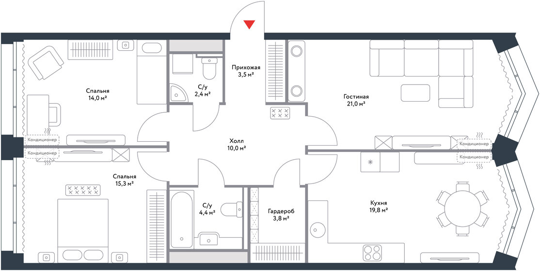 94,2 м², 3-комнатная квартира 46 241 180 ₽ - изображение 1