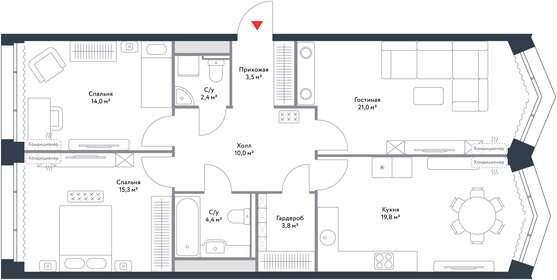 53,5 м², 2-комнатная квартира 10 900 000 ₽ - изображение 56