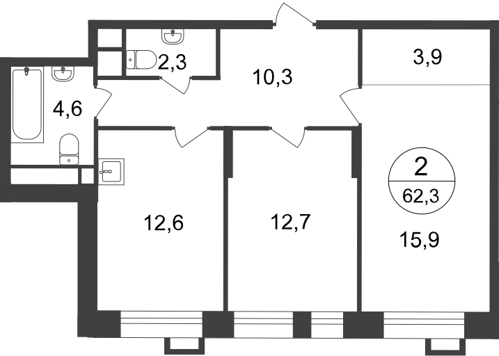 62,3 м², 2-комнатная квартира 14 827 078 ₽ - изображение 51