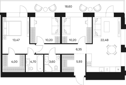 Квартира 86,6 м², 4-комнатная - изображение 1