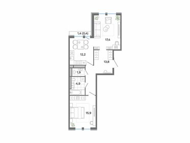 Квартира 66,5 м², 2-комнатная - изображение 1