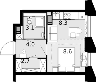 28 м², квартира-студия 9 000 000 ₽ - изображение 123