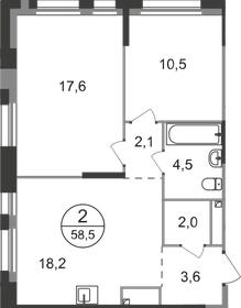 Квартира 58,5 м², 2-комнатная - изображение 1