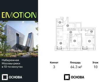 Квартира 64,3 м², 3-комнатные - изображение 1