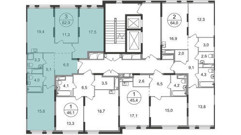 Квартира 82,9 м², 3-комнатная - изображение 2