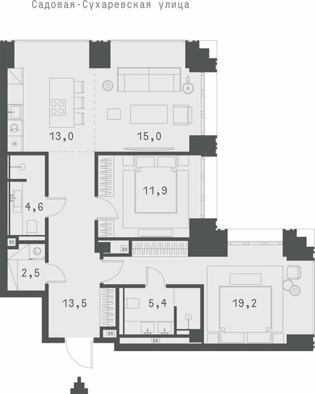 85,2 м², 2-комнатная квартира 111 244 608 ₽ - изображение 1