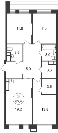 85,9 м², 3-комнатная квартира 20 668 624 ₽ - изображение 51