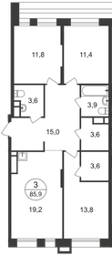 Квартира 85,9 м², 3-комнатная - изображение 1