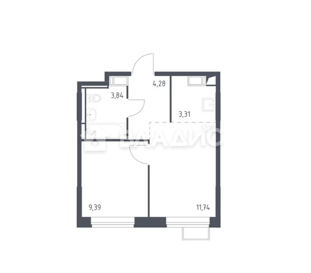 32,6 м², 1-комнатная квартира 8 300 000 ₽ - изображение 1