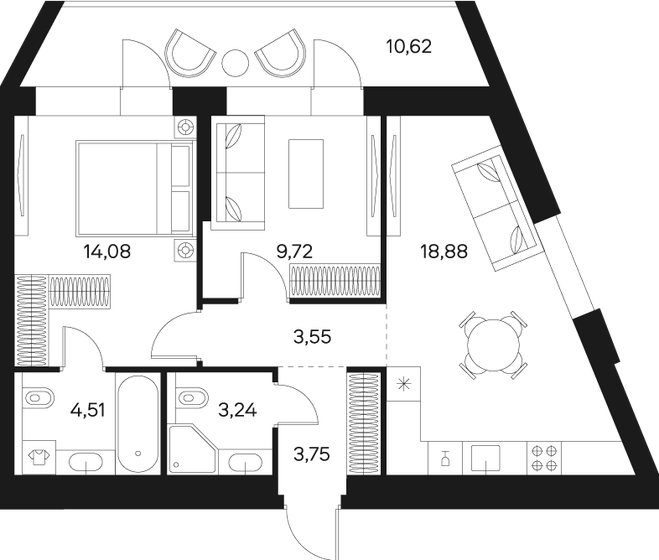 63 м², 3-комнатная квартира 36 525 376 ₽ - изображение 1