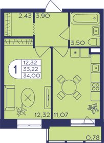 Квартира 34 м², 1-комнатная - изображение 1