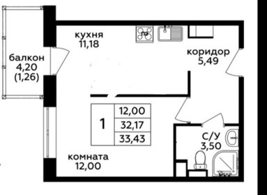 Квартира 34 м², 1-комнатная - изображение 5