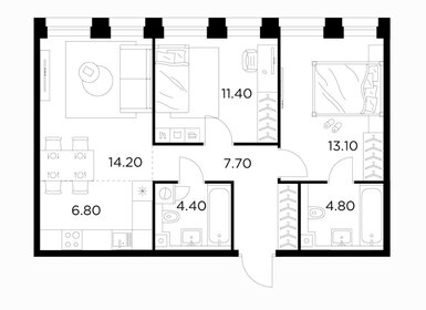 Квартира 62,4 м², 3-комнатная - изображение 1