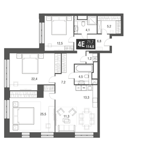 Квартира 114 м², 4-комнатная - изображение 1