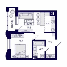 Квартира 40,9 м², 2-комнатная - изображение 2