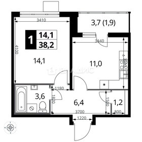 Квартира 38,2 м², 1-комнатная - изображение 1