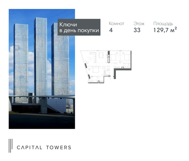 129,7 м², 4-комнатная квартира 119 324 000 ₽ - изображение 1