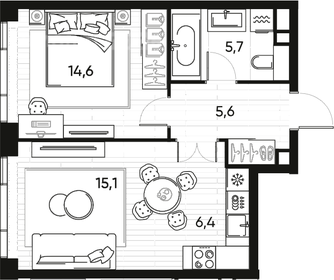 Квартира 47,4 м², 2-комнатная - изображение 1