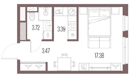 Квартира 28 м², студия - изображение 1