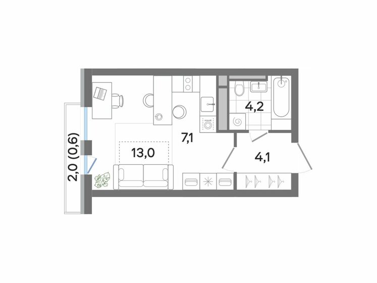 29 м², квартира-студия 6 211 560 ₽ - изображение 16