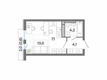 Квартира 29 м², студия - изображение 1