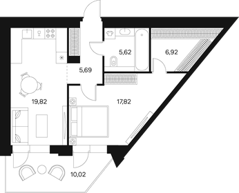 Квартира 59,3 м², 1-комнатная - изображение 1