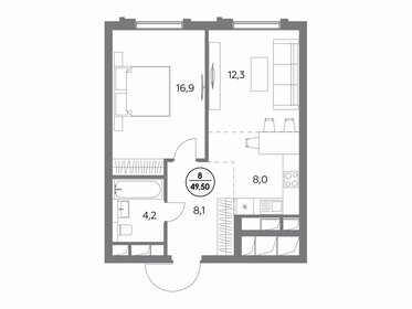 52,7 м², 1-комнатные апартаменты 19 250 000 ₽ - изображение 84