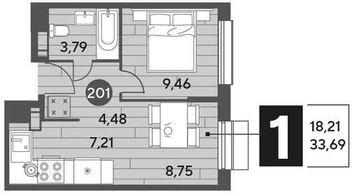 33 м², 1-комнатная квартира 4 100 000 ₽ - изображение 68