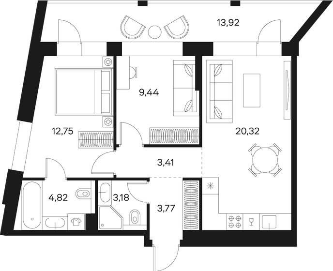 64,7 м², 2-комнатная квартира 27 827 816 ₽ - изображение 1