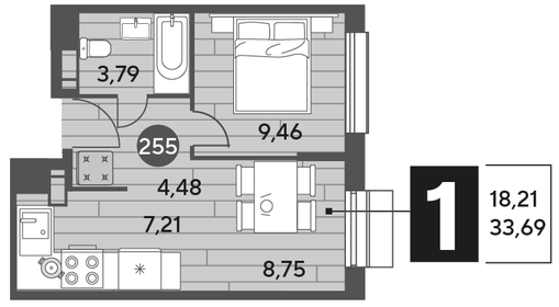 33 м², 1-комнатная квартира 4 100 000 ₽ - изображение 76