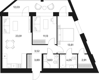 Квартира 72,8 м², 2-комнатная - изображение 1
