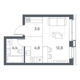 25,4 м², квартира-студия 14 300 000 ₽ - изображение 1