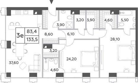 125,7 м², 3-комнатная квартира 61 449 452 ₽ - изображение 70