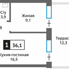 Квартира 36,1 м², 1-комнатная - изображение 2