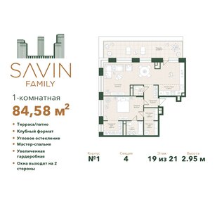 Квартира 84,6 м², 1-комнатная - изображение 1