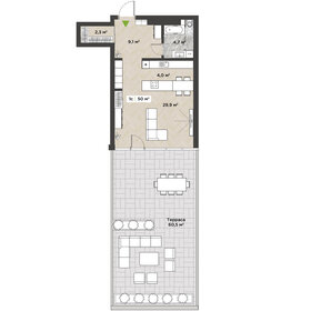 Квартира 65,4 м², 1-комнатная - изображение 1
