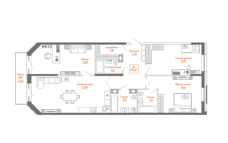 Квартира 131,6 м², 4-комнатная - изображение 1