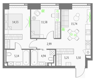 64,6 м², 2-комнатная квартира 36 500 000 ₽ - изображение 138