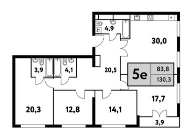 Квартира 130,3 м², 5-комнатная - изображение 1